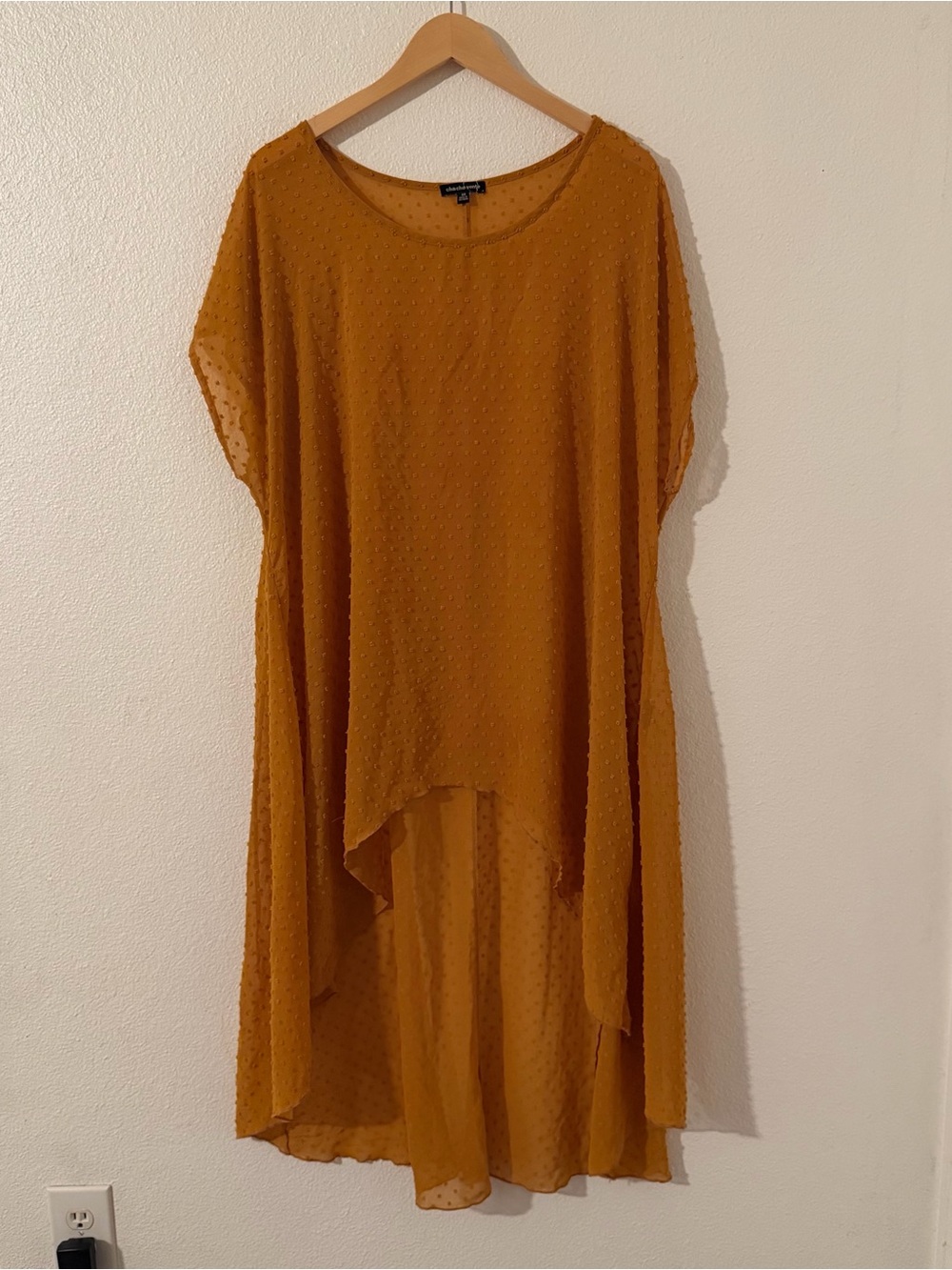 cha cha vente Mustard High-Low Textured Midi Coverup Dress Size 3X